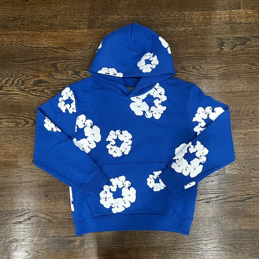 Denim Tears The Cotton Wreath Blue Hoodie Small